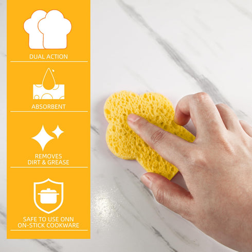 50-Count Makeup Sponge, Facial Sponges Compressed Make Up Sponges for Face Compress Exfoliating Removal Blender Makeup Sponge (Half Flower - Yello...