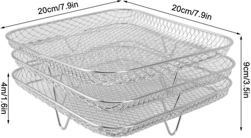 Air Fryer Rack, Three Stackable Dehydrator Racks for for, for Instant Vortex, for Nuwave, Stainless Steel Air Fryer Accessories for Ovens, Microwa...
