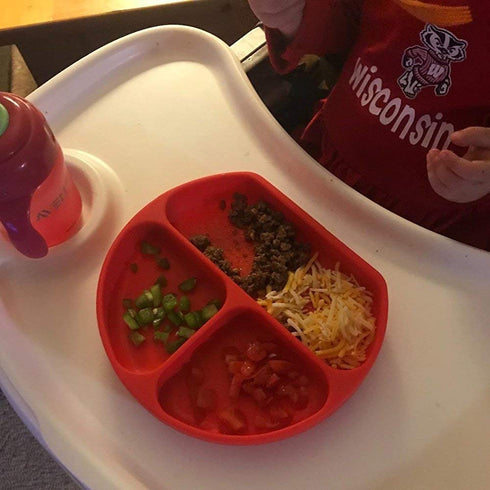 Silicone Suction Plates for Babies, Stick to High Chair Trays and Table, Divided Baby Dishes, Perfect Kids Plates, BPA FREE...