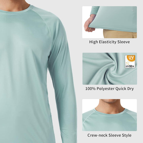 Men's UPF 50+ Rash Guard Swim Shirt Long Sleeve Moisture Wicking Quick Dry Lightweight Wrinkle-resistant Fishing Running, Light Green, Small...