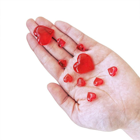 700 Pcs 2 Sizes Red Acrylic Hearts Charms Crystal Heart Shaped Diamond Gems Valentines Decorative Heart Gems for Valentine's Day Wedding Anniversa...