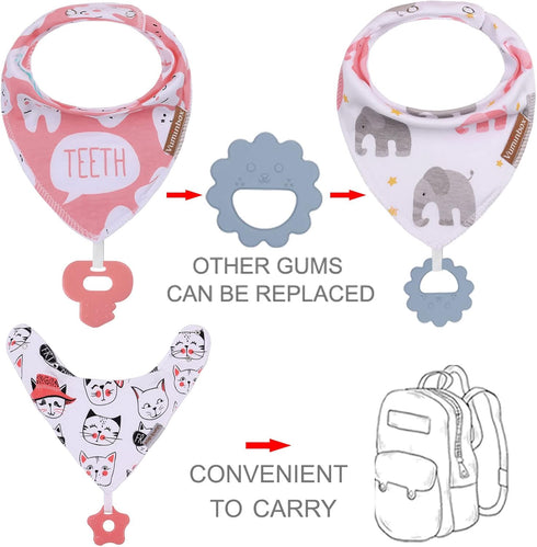 Baby Bandana Drool Bibs 6-Pack and Teething Toys 6-Pack Made with 100% Organic Cotton, Absorbent and Soft Unisex...
