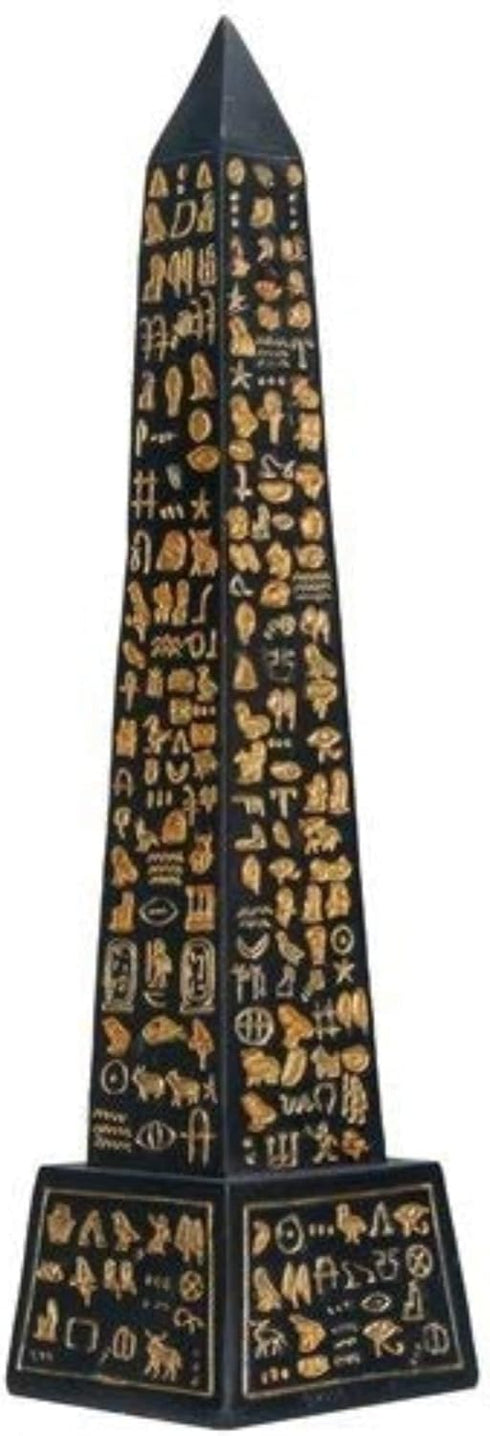 SUMMIT COLLECTION Black Egyptian Obelisk with Gold Hieroglyphs Collectible Figurine...