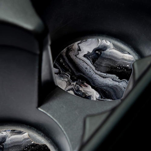 Black Marble | Car Coasters for Drinks Set of 2 | Perfect Car Accessories with Absorbent Coasters. Car Coaster Measures 2.56 inches with Rubber Ba...