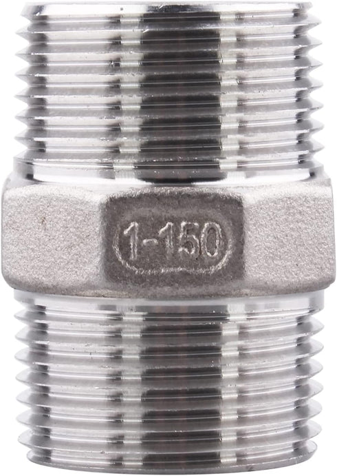Hex Nipple 1 Inch Male NPT - DERPIPE Stainless Steel 304 Threaded Pipe Fitting for Brew Kit, Home Piping Application(Pack of 2)...