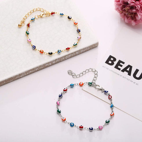 Turkish Blue Evil Eye Bracelet Anklets for Women Handmade Colorful Beads Ethnic Foot Chain Jewelry...