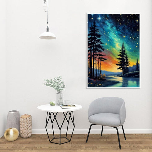 UNIQUORS Paint by Number for Adults Scenery on Canvas without Frame, Paint by Numbers Kit Moon Stars Trees, DIY Landscape Oil Painting for Gift Ho...