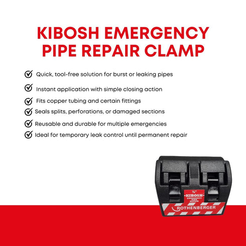 Rothenberger Kibosh Emergency Pipe Repair - Quick, Easy and Professional Way to Repair Burst - 3/4", Up to 145 PSI - 80012...