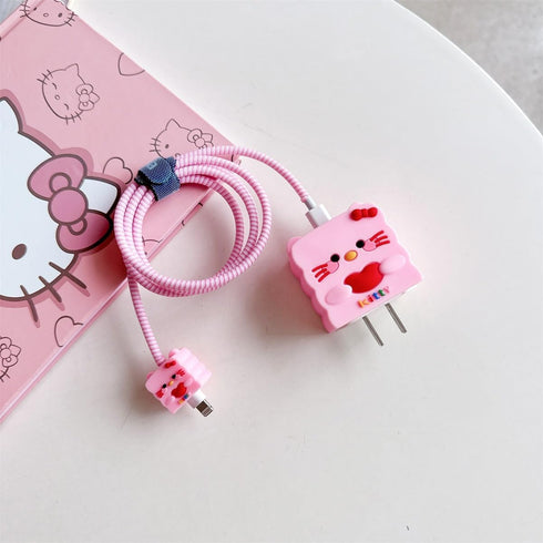 Cute Cartoon Charger Protector Case - Compatible for iPhone 18W 20W USB-C Power Adapter and Lightning Cable (12)......