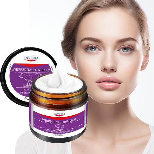 ENVISHA Handmade Whipped Tallow Cream - for Face and Body, Nourishing and Hydrating Skin, 100% Organic Grass-Fed Tallow, All Natural Daily Skin Ca...