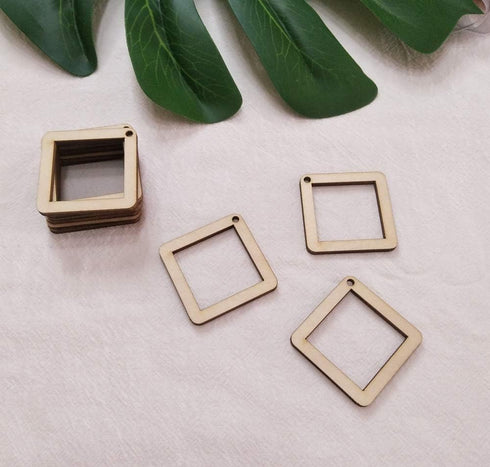 30PCS DIY Unfinished Wood Squared Diamond Hoop Earring Findings,Wood Findings for Earring Making,Diamond Earring Hoops for Macrame (2")...