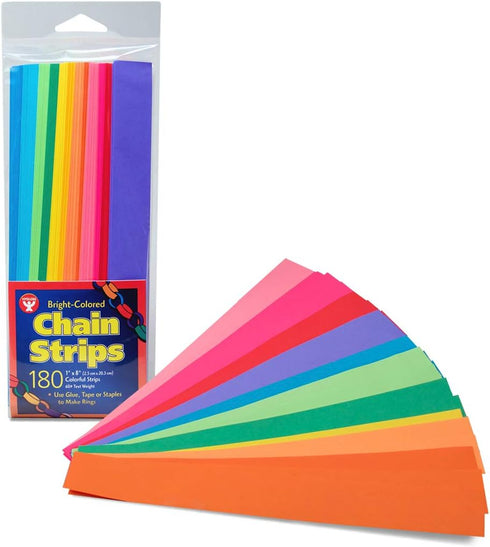 Mighty Bright Paper Chain Strips 1"X8" 180/Pkg-Assorted Colors...