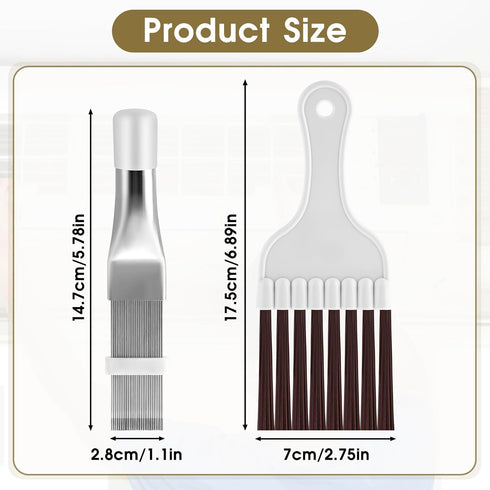 2 Pcs Air Conditioner Fin Comb, Evaporator Radiator Cleaning Brush, AC Coil Cleaner Stainless Steel Fin Comb, Refrigerator Coil Cleaning Whisk Bru...