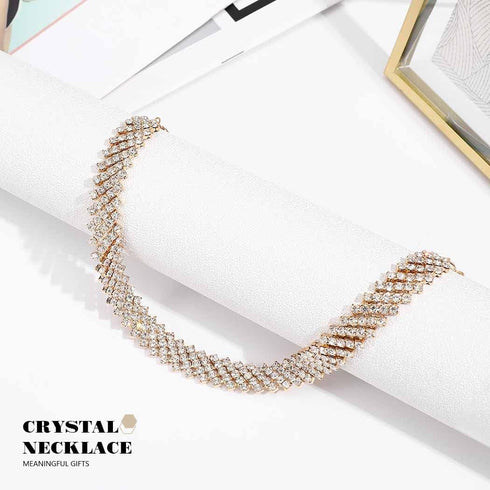 JEAIRTS Rhinestone Choker Necklace Gold Sparkly Crystal Necklaces Party Prom Neck Chain Jewelry for Women...