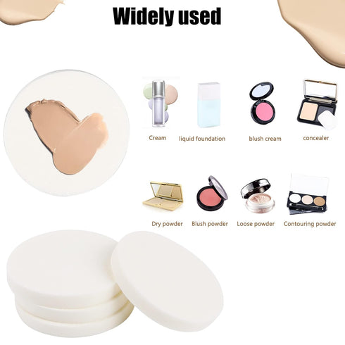 50 Pieces White Round Makeup Sponge Facial Powder Puff Cosmetic Sponge Round Foam Pad Beauty Makeup Eye Face Foundation Powder Blender for All Ski...