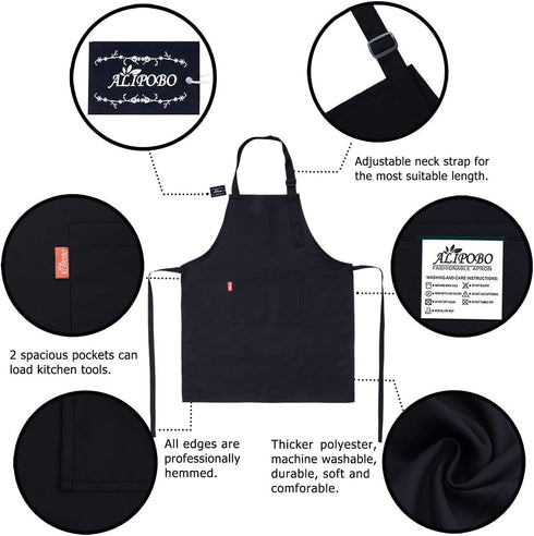 Kids Apron and Chef Hat Set, Children's Adjustable Bib Apron with 2 Pockets. Cute Boys Girls Kitchen Apron for Cooking, Baking, Painting, Training...