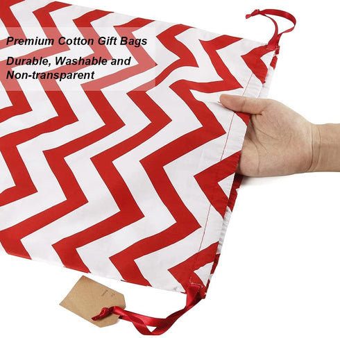 HRX Package 100% Cotton Gift Bags Drawstring 20x16 inch, 3pcs Christmas Wrapping Sacks Cloth Pouches for Xmas Presents Party Favor...