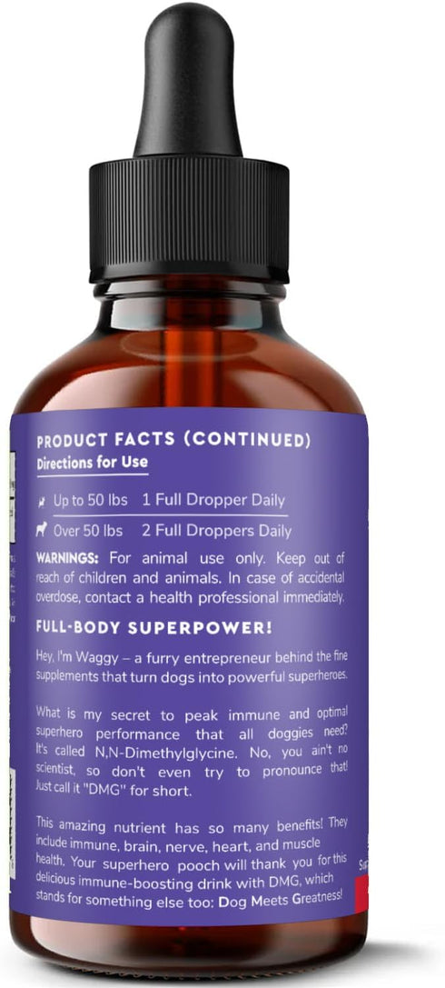 Premium DMG for Dogs – DMG Liquid to Support Immune Health, Skin, Stamina, Muscles, Stress & Performance - Dimethylglycine (DMG) for All Ages, Siz...