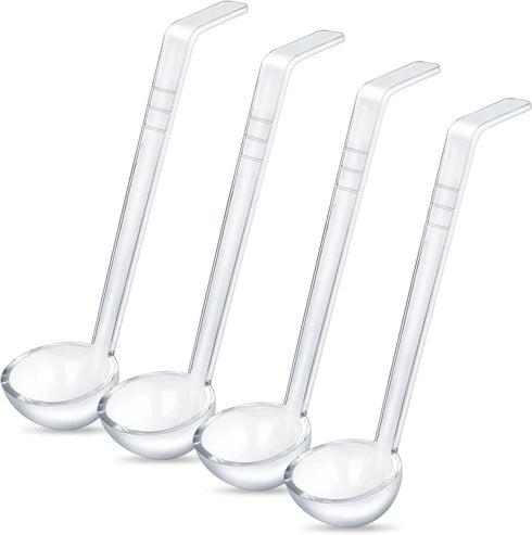 4 pieces 1 oz ladle clear small gravy ladle long handle Acrylic 7.9 Inch Perfect for Serving Dressings,punch bowl, Sauces and Toppings (1oz, small...