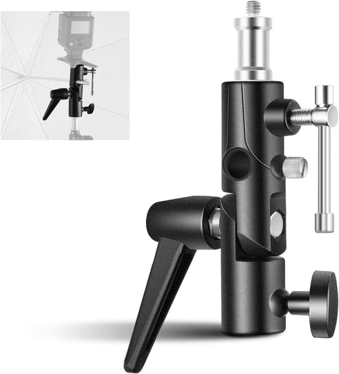 NEEWER Camera Flash Bracket H-Type Mount with Umbrella Softbox Holder, 180° Swivel Adjustable Metal Light Stand Adapter with 1/4" to 3/8" Screw Ad...
