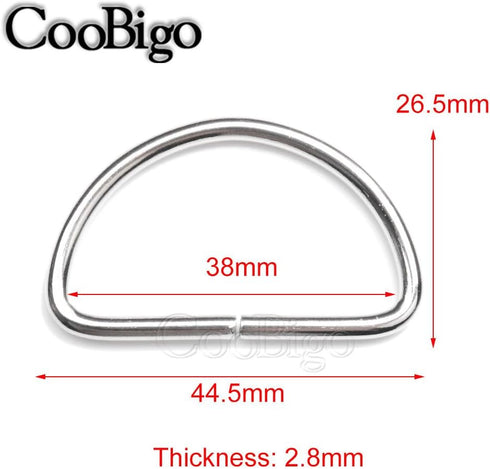 CooBigo 50 Pack 1-1/2" Dee Rings D-Ring Metal Buckle Strap Sewing Accessories FLQ015...