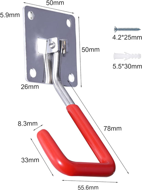 HAISHINE Garage Hooks, Adjustable Hooks for Wall Storage, Stainless Steel Heavy-Duty Utility Hooks with Anti-Slip Coating Organizing for Chainsaws...