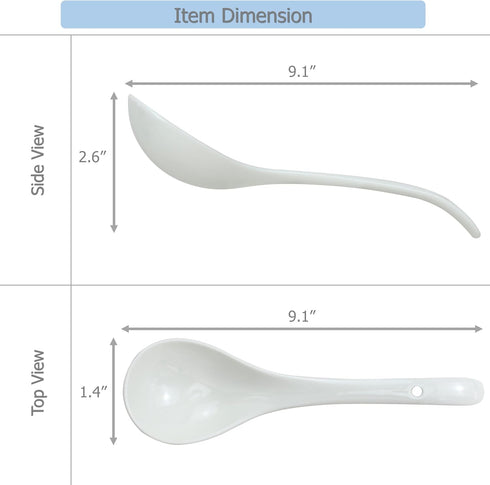 2 Pack Porcelain Serving Spoon Soup Ladles for Serving Cooking Mixing Stews Noodles Rice Soup - 9 inch Long...