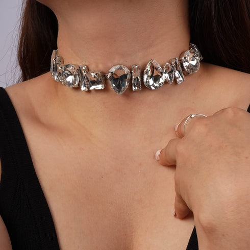 Missgrace Boho Women Dainty Chunky Short Rhinestones Prom Choker Necklaces for Women Luxurious Bar Choker Necklace for Women...