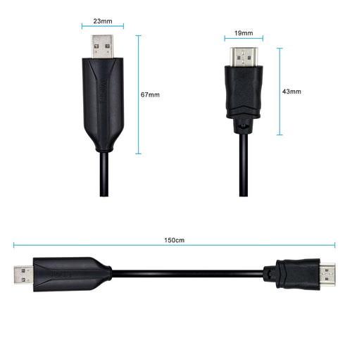 USB3.0 to HDMI Converter Cable 1.5M with Chip 1080P Full HD USB2.0/3.0 Audio Video Adapter Male 2 Male for HDTV Projector Laptop...