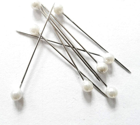 Quilting Supplies Boutonniere Pin 100pcs Pearl Head Metal White Round Bead Head Stick DIY Handmade Craft Supplies for Women Ladies Pin Wedding Dec...