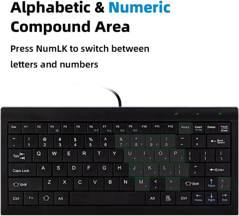 CUQI Mini Keyboard, Small Wired Keyboard 82 Scissor Keys, USB interface Compact Keyboard for Android, Windows PC, Laptop, Raspberry Pi, Windows 10...