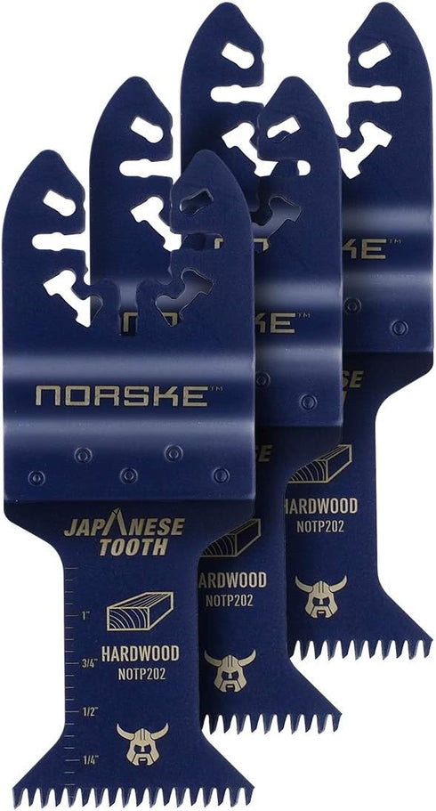 Norske Tools NOTP273 1-1/4 inch Japanese Tooth Bi-Metal Oscillating Multi Tool Accessory Blades (3 Pack Set) Universal Fit for Cutting Wood and Ha...