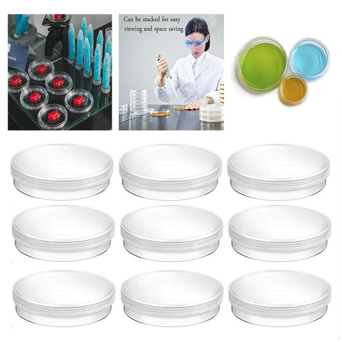 10 Pcs Plastic Petri Dish Sterile Bacterial Culture Dish Laboratory Plant Cell Tissue Culture Petri Dish Accessories Premium Cell Tissue Culture D...