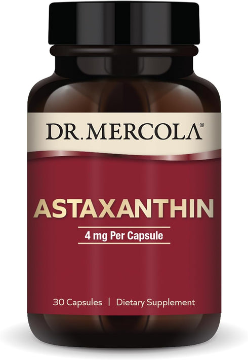 Dr. Mercola Astaxanthin, 30 Servings (30 Capsules), Dietary Supplement, 4 mg Per Capsule, Provides Antioxidant Power for Overall Health, Non-GMO...
