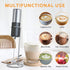 Milk frother, battery powered milk frother, stainless steel milk frother, milk frother with stand, double head mini blender, stainless steel stand...