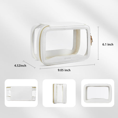 Telena Clear Makeup Bag Travel Toiletry Cosmetic Bag Portable Make Up Organizer for Women Beige...