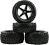 4pcs RC Buggy Tires 12mm Hex Wheels and Tires for 1/10 Scale Buggy RC Off Road Vehicle Tyres with Locking Nuts Washers and Wrench Spare Parts Repl...