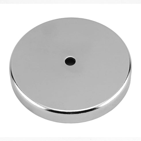 Master Magnetics Ceramic Round Base Magnet Fastener - 3.20'' Diameter, 0.445'' Thick., 0.270'' Center Hole, 95 lb Pull, Nickel-Plated, Pack of 2, ...