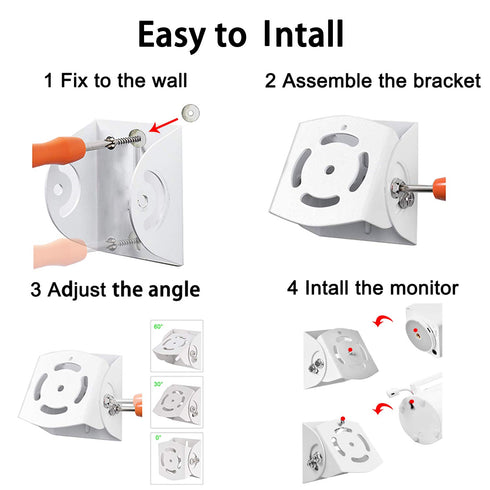 Universal Adjustable Angle Wall Mount Shelf for Baby Monitor Camera, Angle Mounting Brackets, Fits Arlo, Motorola, Infant Optics DXR-8, HelloBaby,...