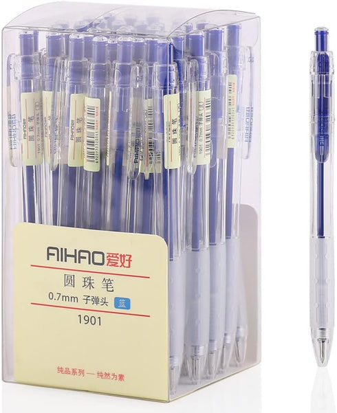 1901 Retractable Ballpoint Pen with Soft Grip, Fine Point 0.7mm, 40-Pack (Blue Ink)...