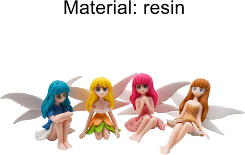 4Pcs Miniature Fairy Figurines Small Resin Flower Fairies Ornaments Tiny Elf for DIY Fairy Garden Flower Pot Bonsai Micro Landscapes Craft Home Ta...