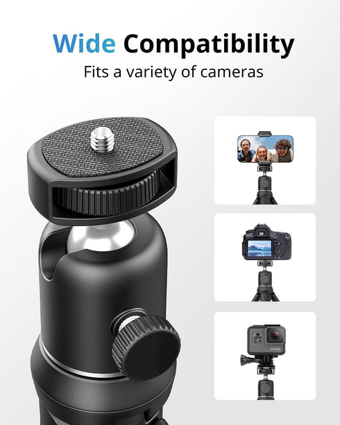 UBeesize Camera Tripod with Remote, Flexible Tripod Stand with Phone Holder and Action Camera Mount Adapter for iPhone Samsung Cellphones, Canon N...