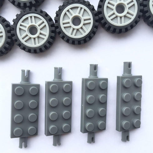24 mm X 7 mm Tire,Wheel and Long Axles -50 Pieces Brick Building Chassis Pieces Education Wheels Set Toy...