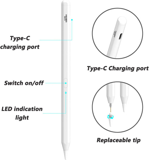 Stylus Pen for iPad Air iPad Pro, iPad Pencil for (2018-2021) Apple iPad Pro 11''/12.9", iPad 6th/7th/8th/9th Gen, iPad Mini 5th 6th Gen, iPad Air...