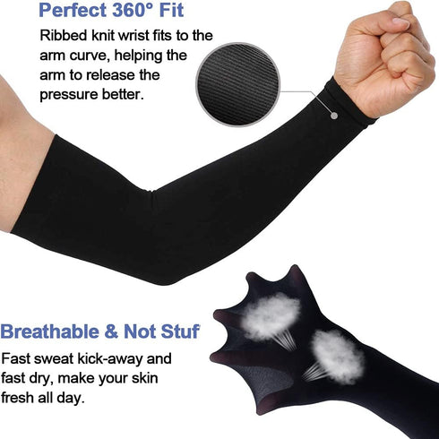 beister 3 Pairs UV Protection Cooling Arm Sleeves for Women Men, Sunblock Protective Long Arm Cover Warmer (One size fit all, 3 Pairs (Black/White...