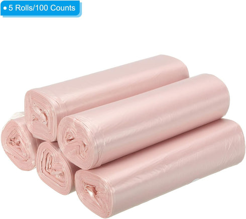 PATIKIL 4 Gallon Trash Bags, 5 Rolls / 100 Counts Thicken Rubbish Bags Portable Small Garbage Bags for Office Bedroom Kitchen, Pink...