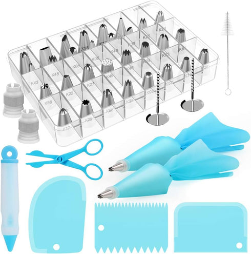 Kootek 42pcs Piping Bags and Tips Set, Cake Decorating Supplies Kits for Baking with 30 Numbered Frosting Icing Tips, 2 Reusable Pastry Bags, Easy...