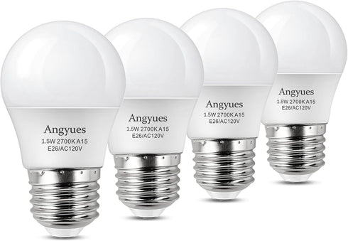 Low wattage Light Bulbs 1.5W LED Bulb Equivalent 15W20W Light Bulbs, 120v A15 LED Bulb Warm White 2700K Energy Saving Home Light Bulb E26 Base Cei...