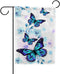 Blue Flowers and Butterflies Garden Flag Welcome Home Flag Vertical Double Sided Seasonal Polyester Flag for Home Lawn Indoor Farmhouse Patio Yard...