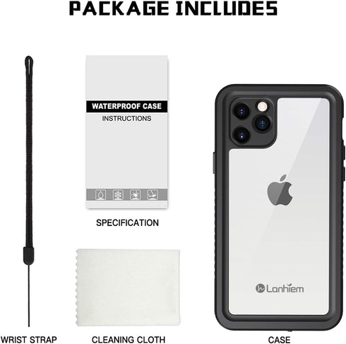Lanhiem for iPhone 11 Pro Max Waterproof Case, 360 Full Body Protection Underwater Dirtproof Shockproof Clear Cover with Built-in Screen Protector...